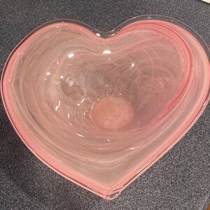 Heart-Shaped Pink Glass Bowl